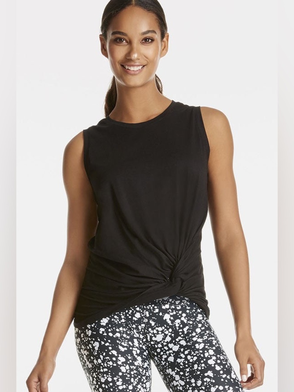 Fabletics Sleeveless Twist Front Tank Top - Charcoal Gray